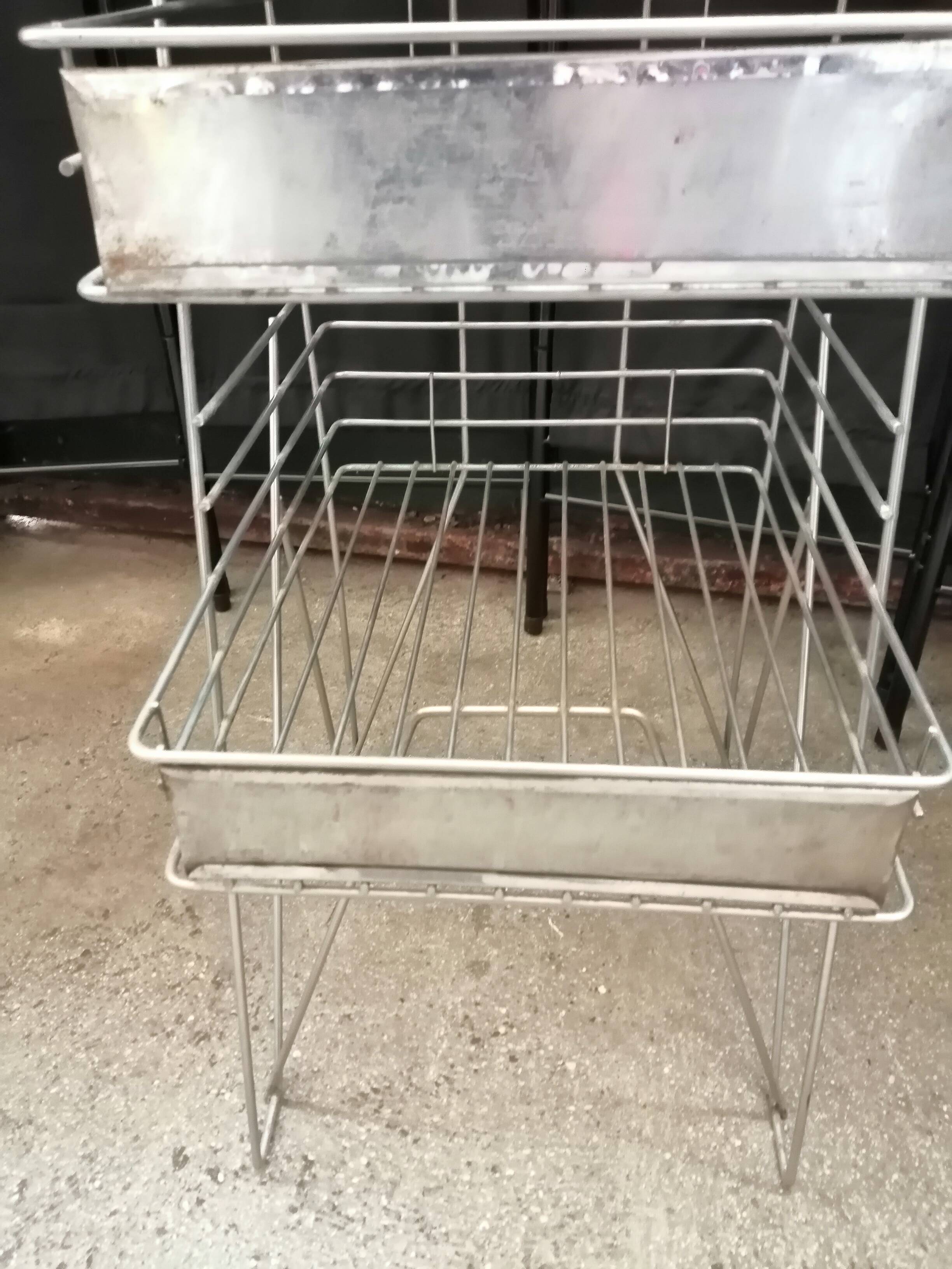 Vintage old shelf store wire basket industrial design 70s