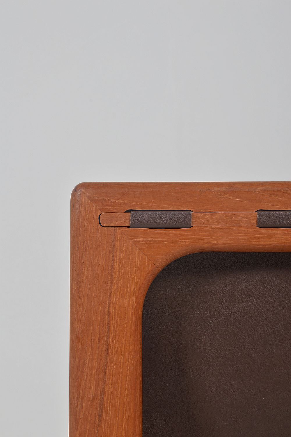Danish teak & leather magazine holder by Salin Møbler, 1970s