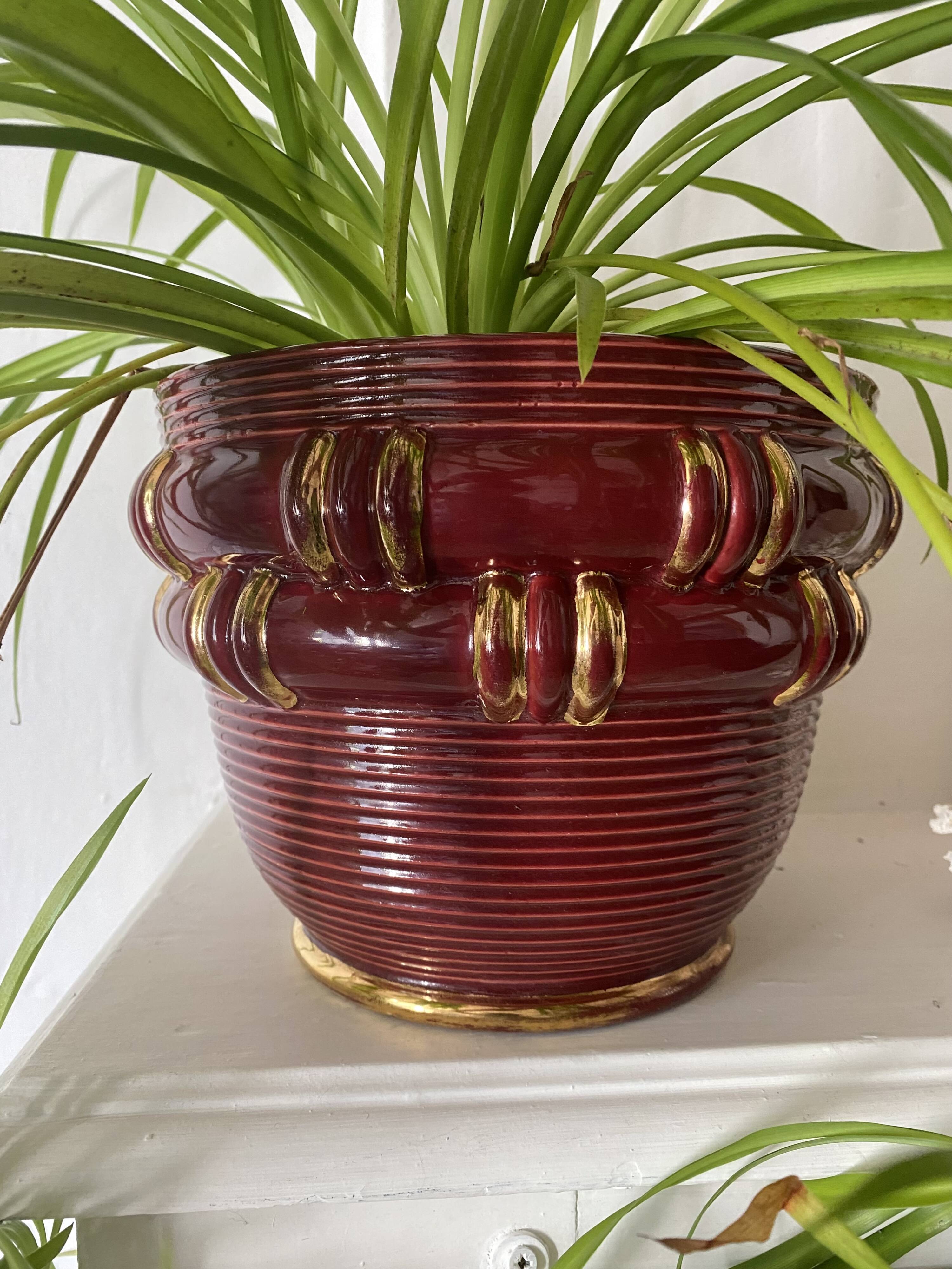 Saint Clément B. Letalle Art Deco ceramic flowerpot