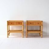 Vintage bamboo bedside tables