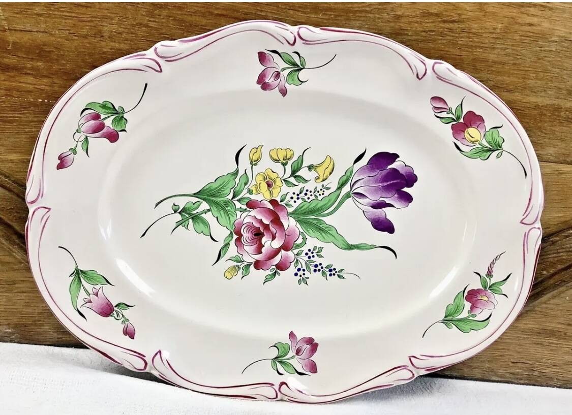 Large earthenware dish from Lunéville street lamp model