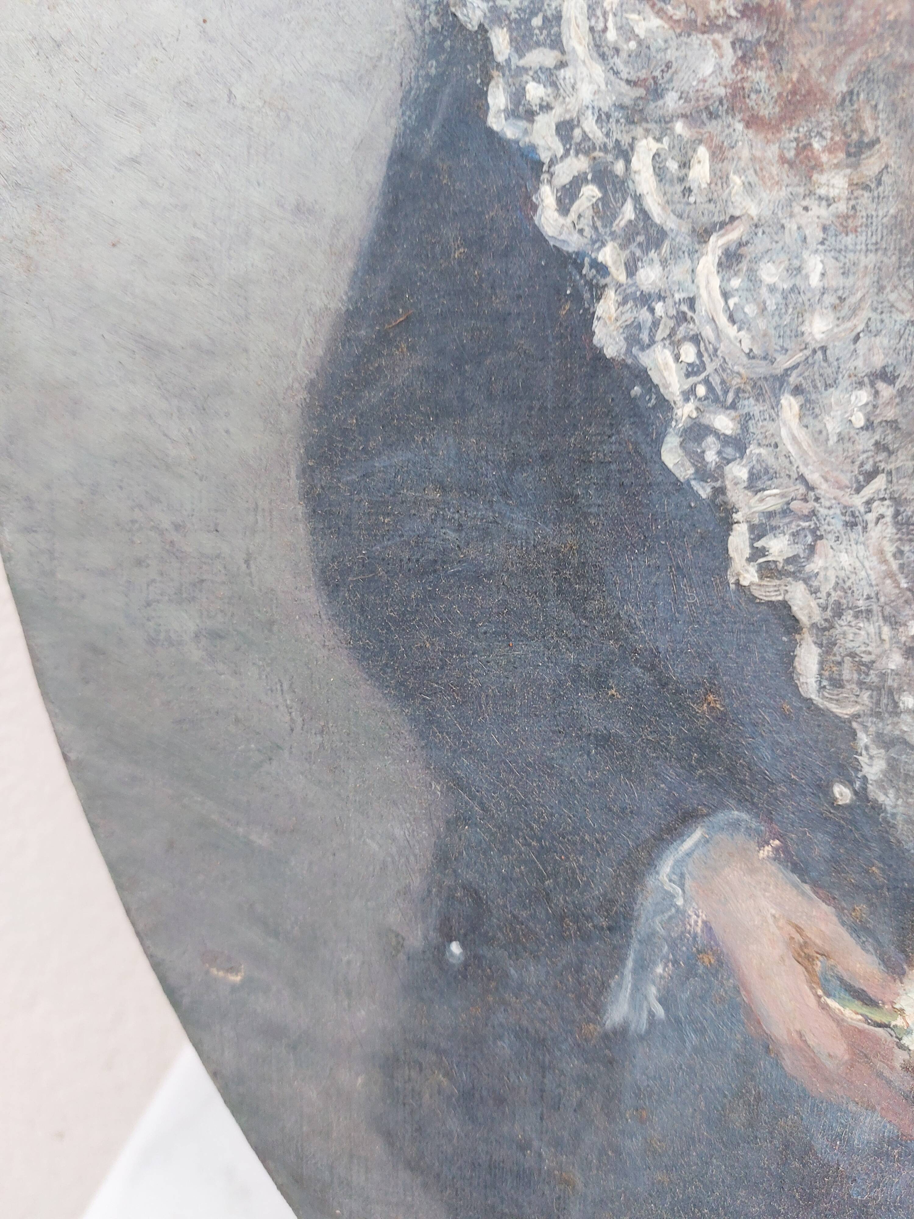 Portrait painting to young girls oil on canvas 19th