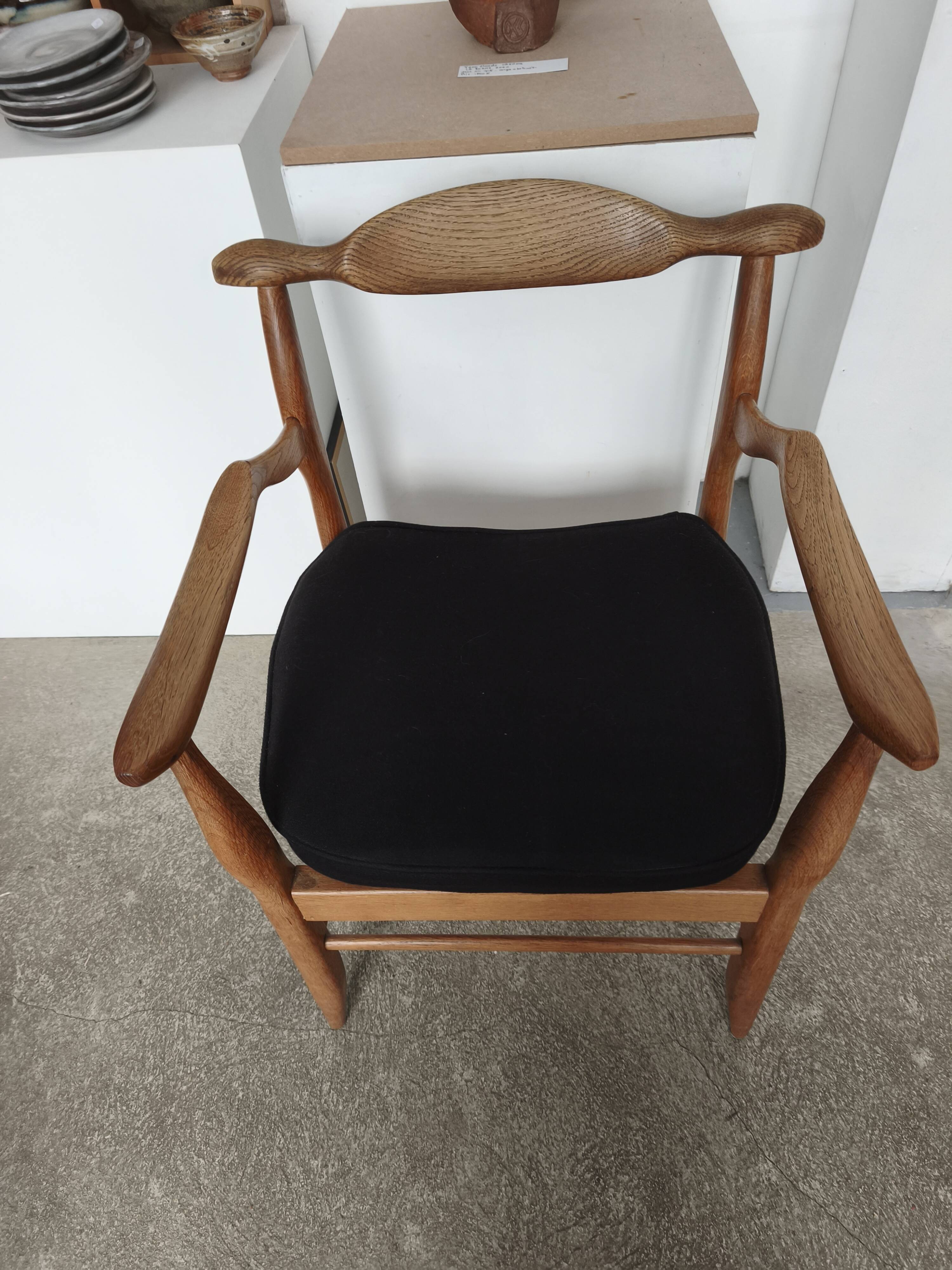 Oak armchair from 1950 by Guillerme and Chambron