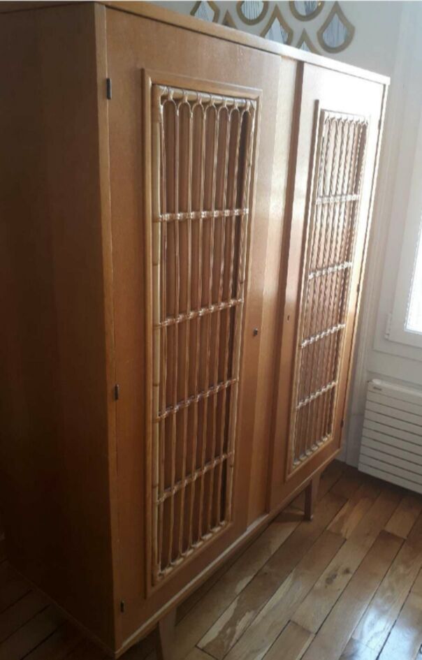 Armoire vintage 2 portes osier