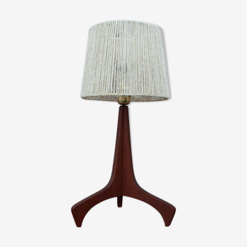 Teak and rope table lamp