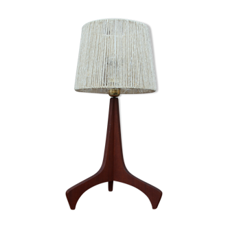 Teak and rope table lamp