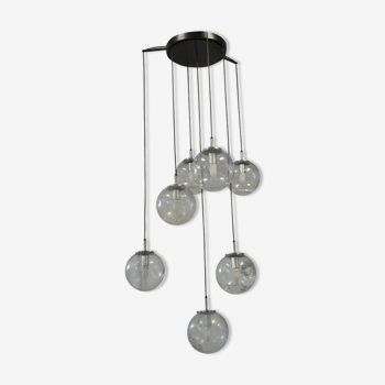 Lampe suspension cascade éd. Limburg Leuchten globes années 70 (9 boules)