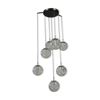 Lampe suspension cascade éd. Limburg Leuchten globes années 70 (9 boules)