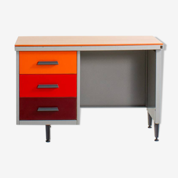 Metal desk with 3 drawers fully restored in color