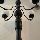 Vintage "Lamppost" in opaline and wood 6 fires