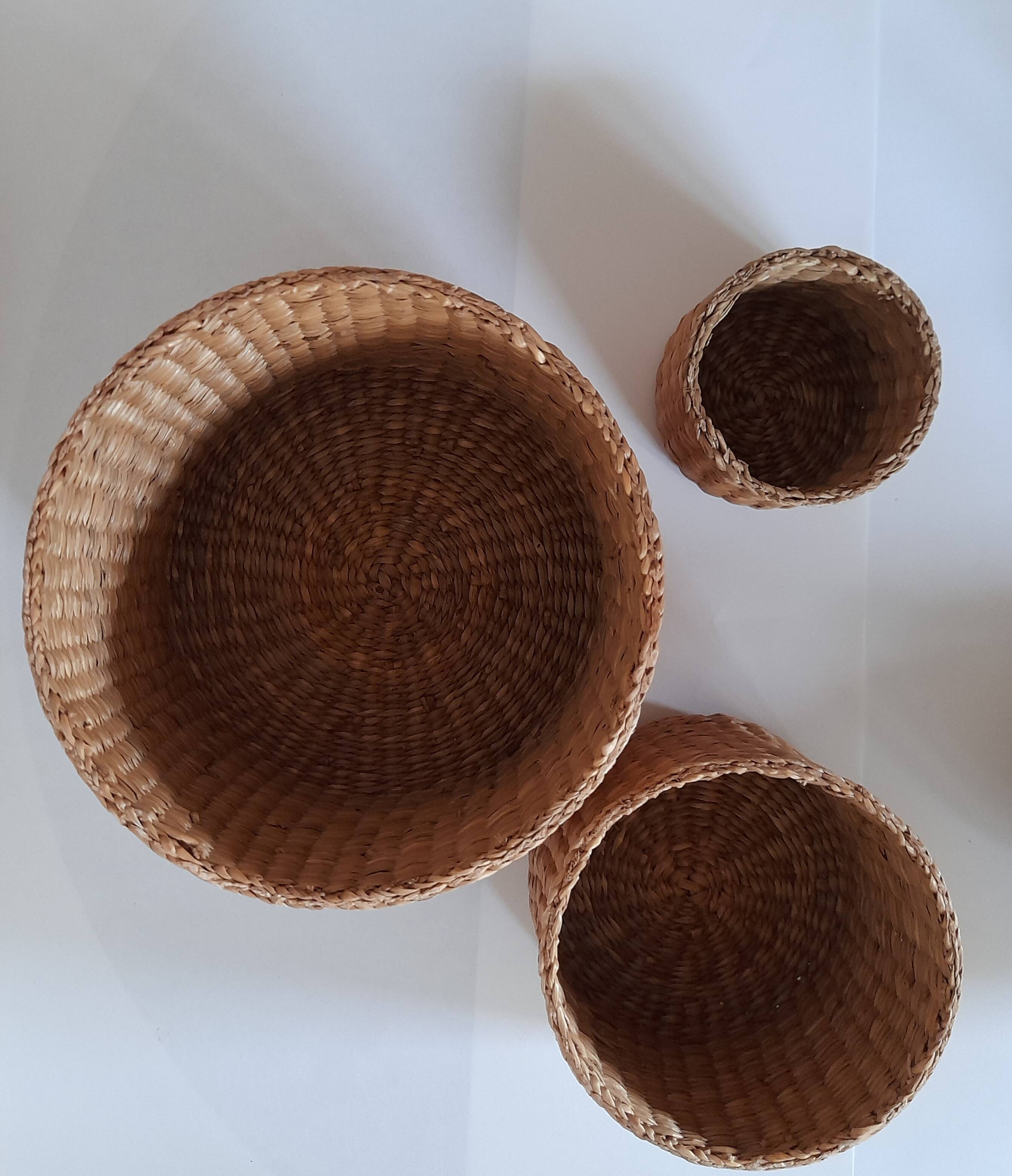 Set of 3 vintage wicker boxes