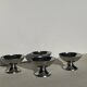 Set of 4 vintage metal ice cream glasses/cups on a stand.