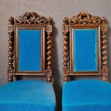 Pair of blue fabric chairs