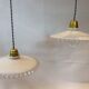 Duo of hanging lamps in opaline