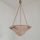 Vintage pink glass lamp with 3 cord hangers and pink ceiling 5001.