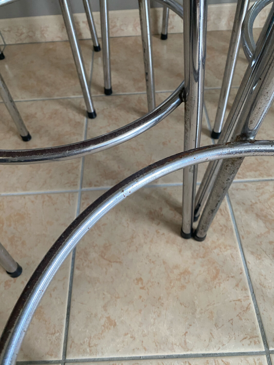 Six industrial bar stools