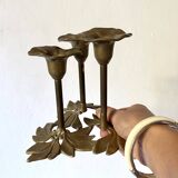 Floral Brass Candle Holder