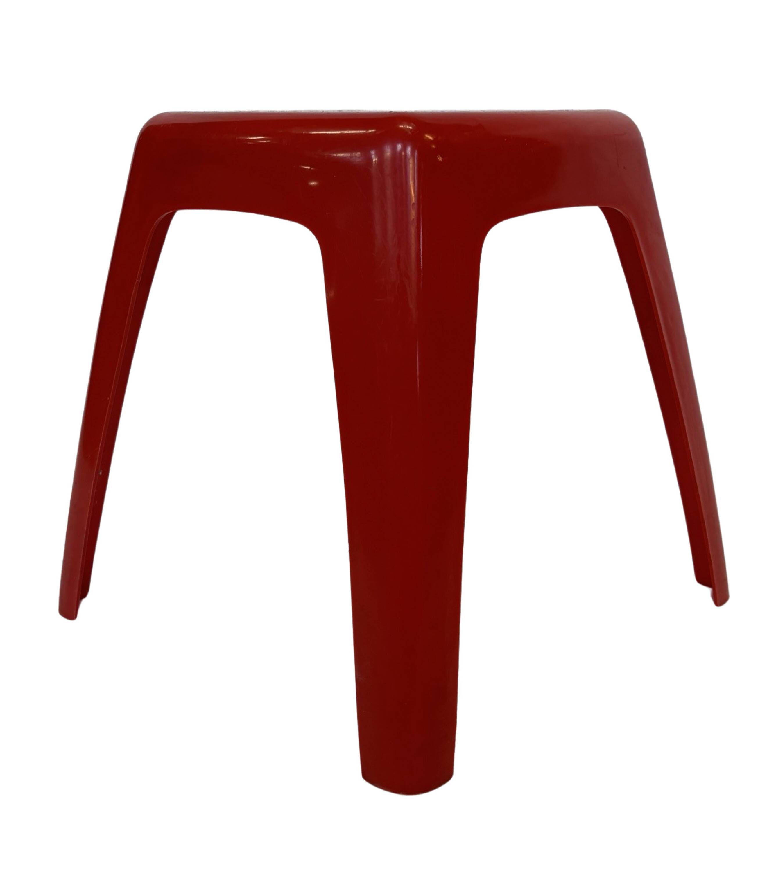 Vintage Space age plastic stool table mid century red plant stand