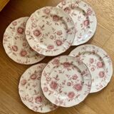 6 dessert plates Tablemates decorated with pink flowers