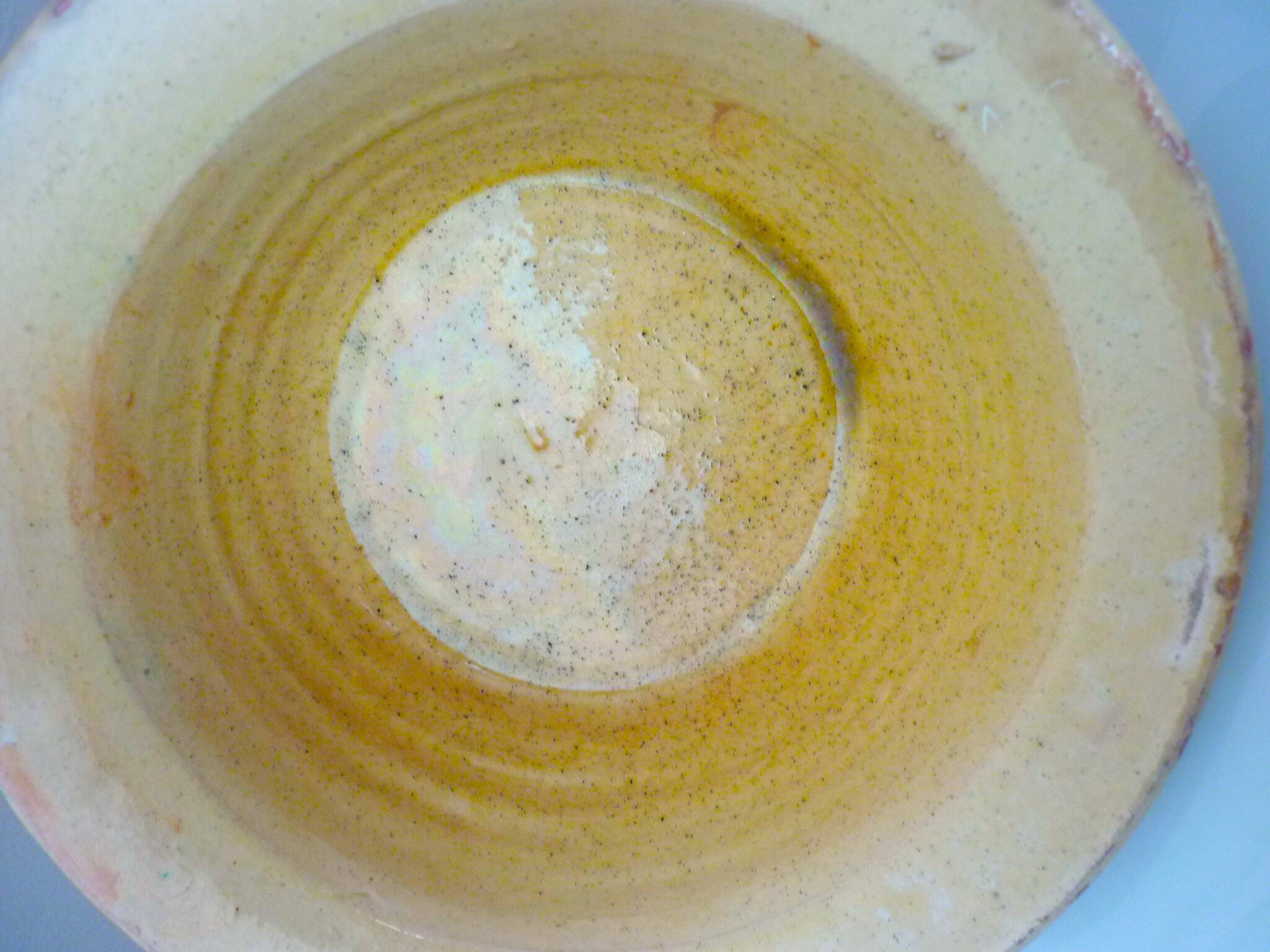 Frying pan, old caquelon, yellow glazed earthenware from the south of France.