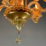 Venetian chandelier in gilded Murano glass with 5 light arms circa 1930