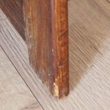 Mid-Century Coffee Table Carved Drawer, Rustic Nailhead Details