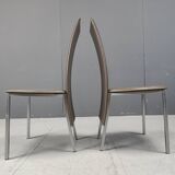 Vintage belgian leather dining chairs set of 8 - 1980s
