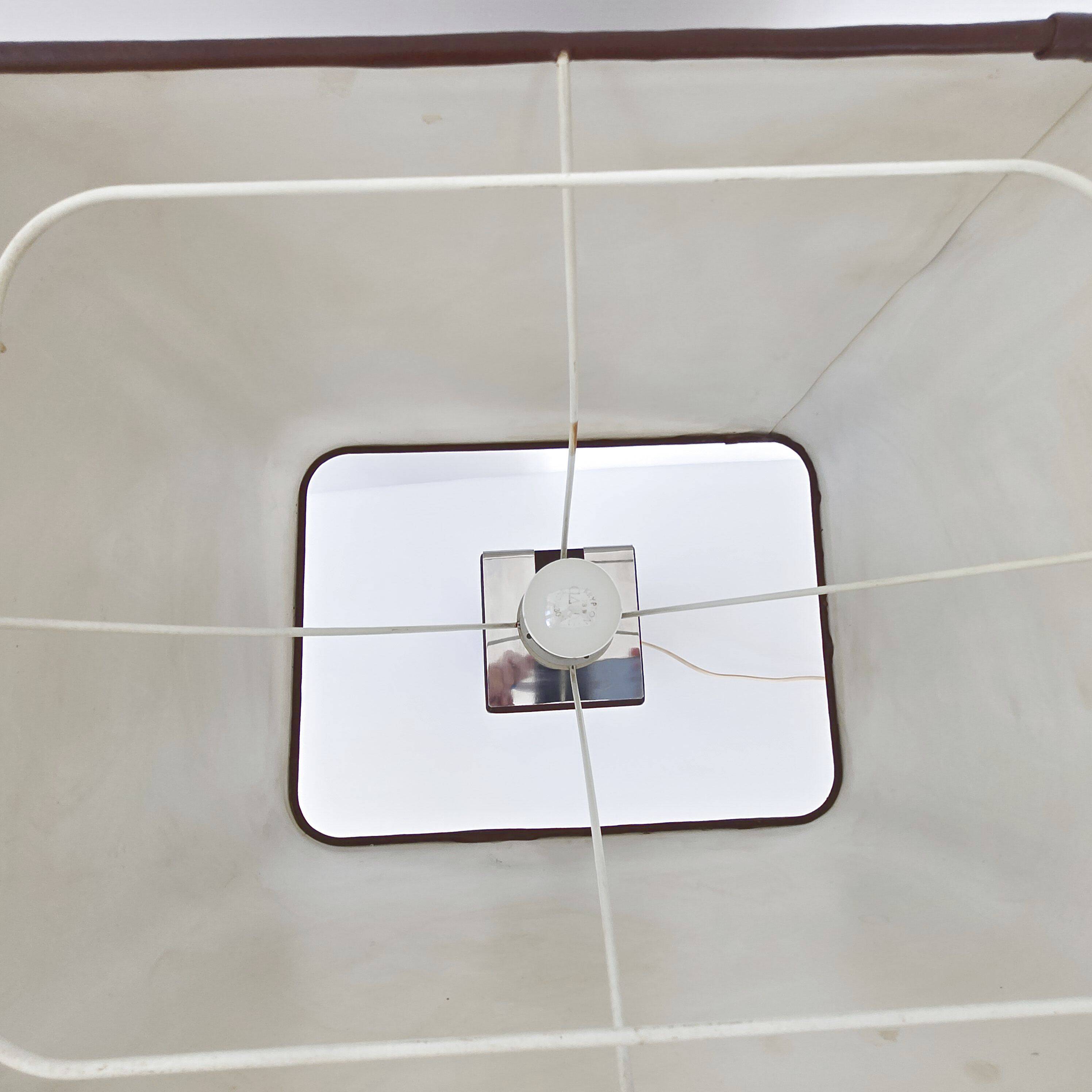 Lampe en métal chromé et simili-cuir marron, 1970