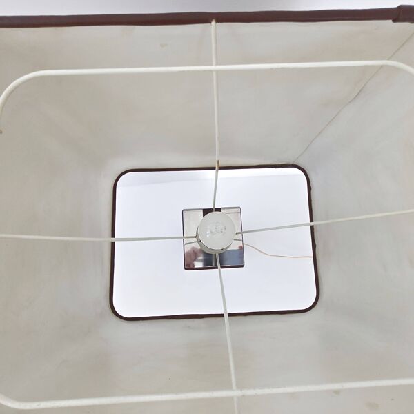 Lampe en métal chromé et simili-cuir marron, 1970