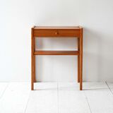 Table de chevet scandinave vintage en teck avec étagère