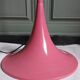 Tulip foot floor lamp in pink lacquered metal & cylindrical shade. 80's