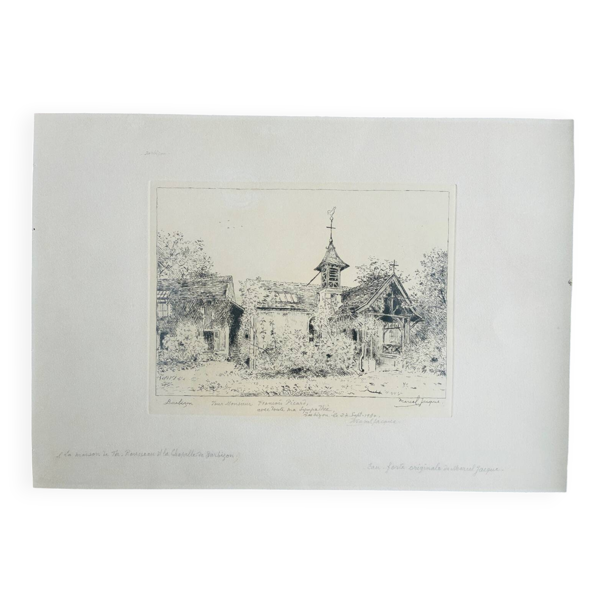Original etching by Marcel Jacques from Barbizon 77