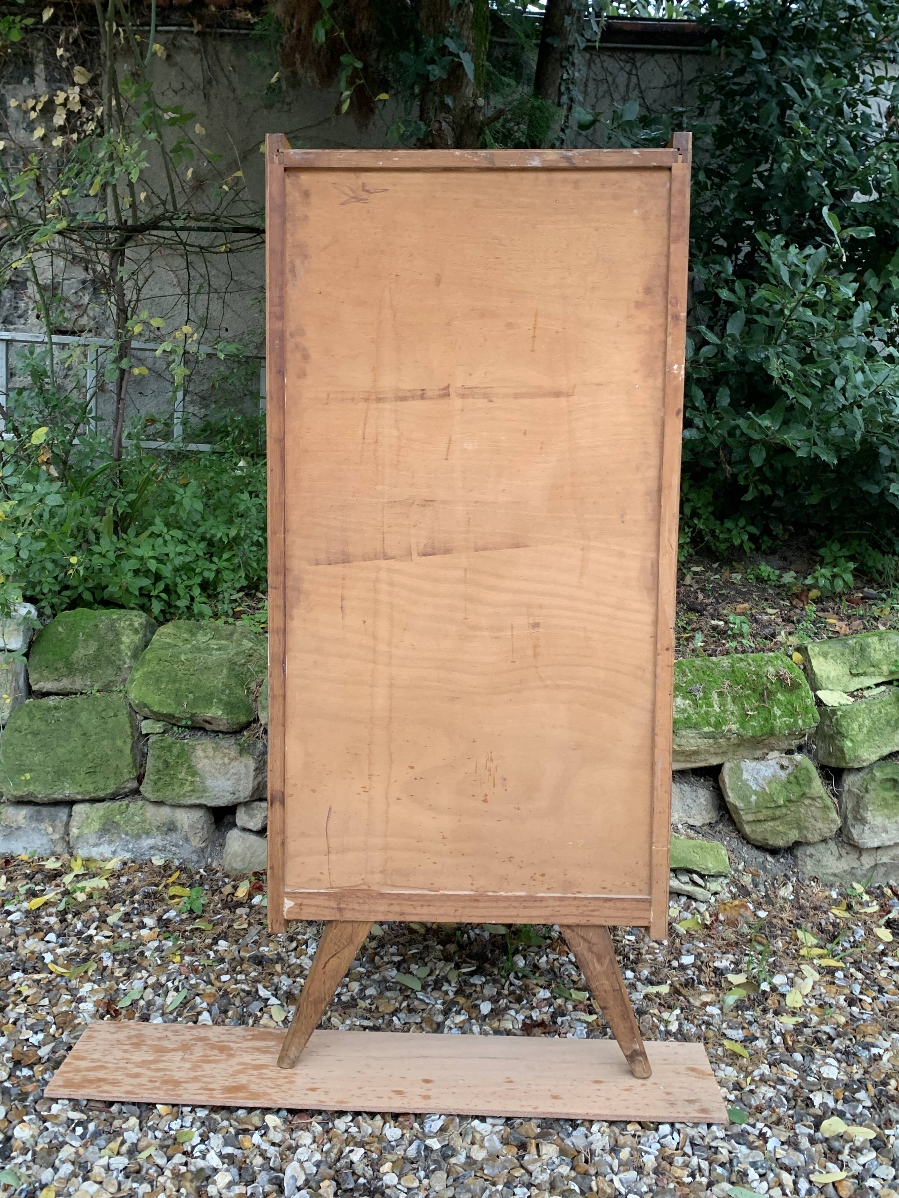 Vintage rattan chiffonier with compass feet 1950