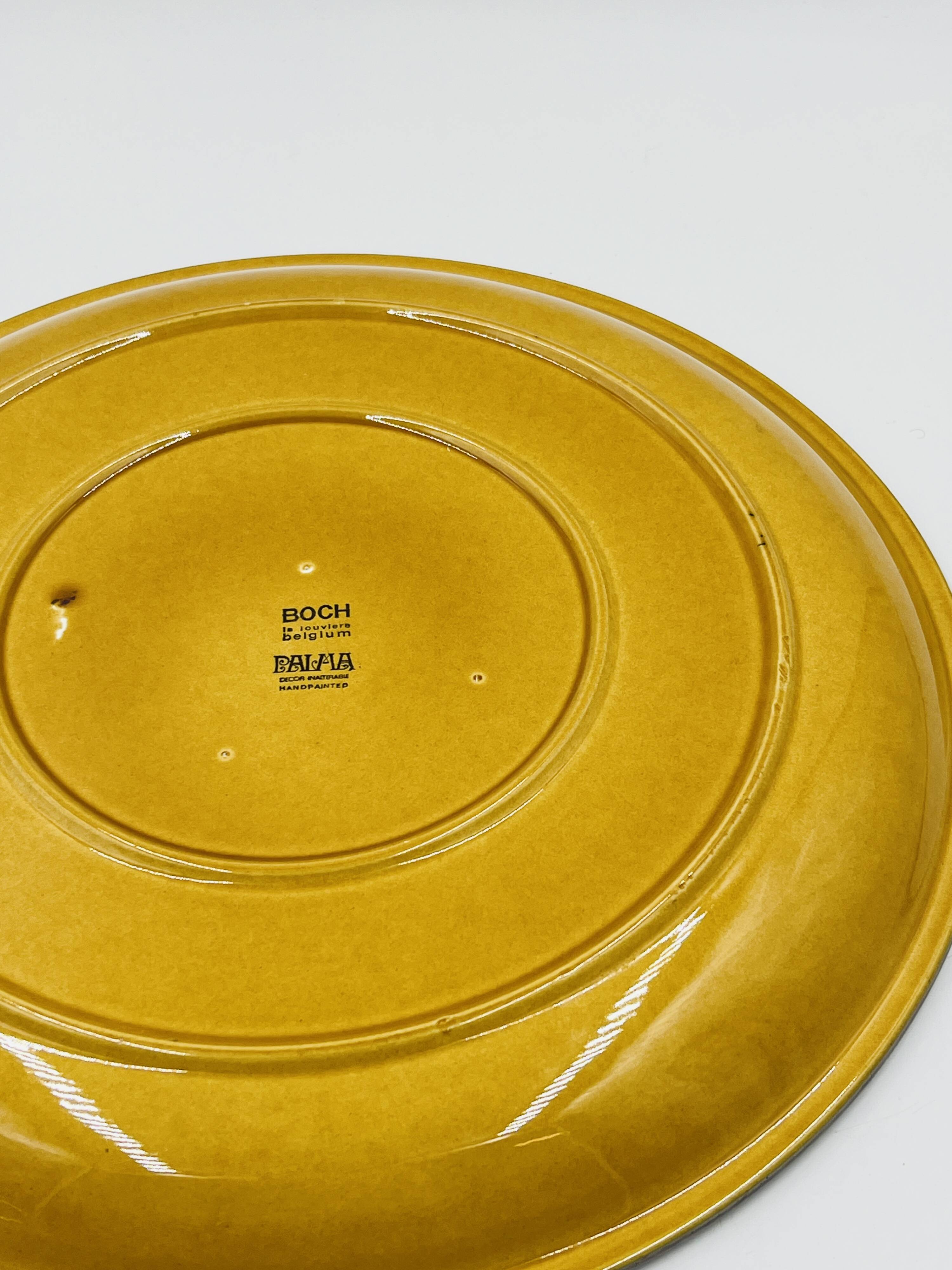 Vintage speckled yellow Palma plate Boch La Louvière