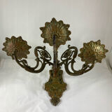 Pair of 3-light wall sconces in gilt bronze in the style