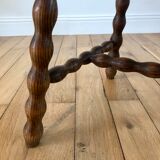 Tripod stool in beaded wood / turned 40s