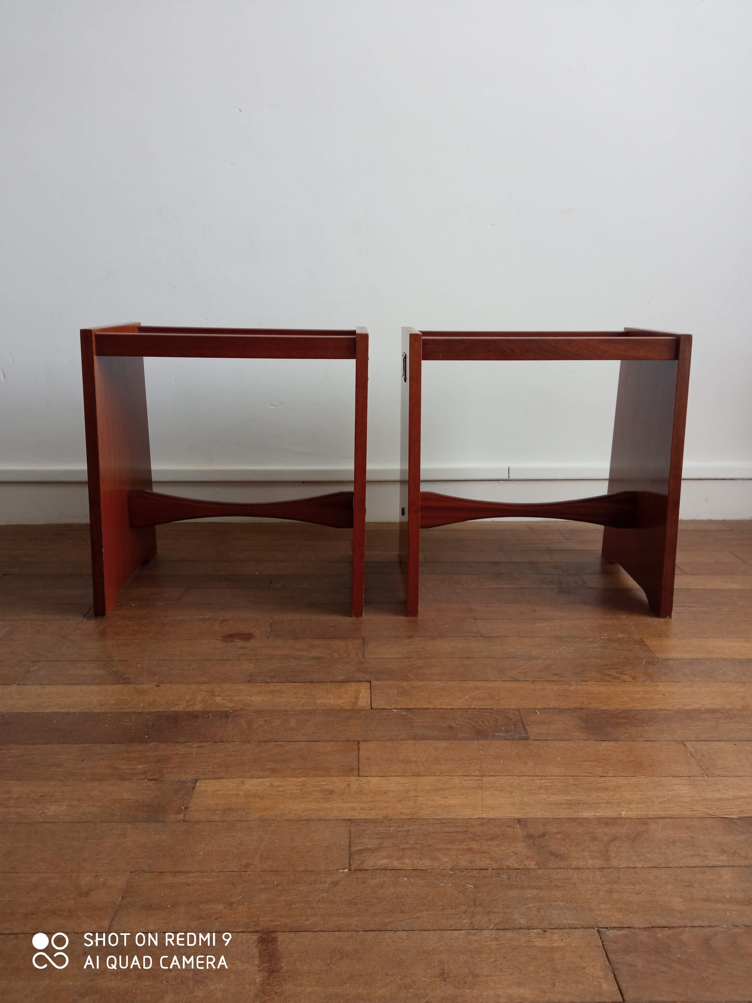 Pair of sofa ends/bedside tables in vintage Gautier teak