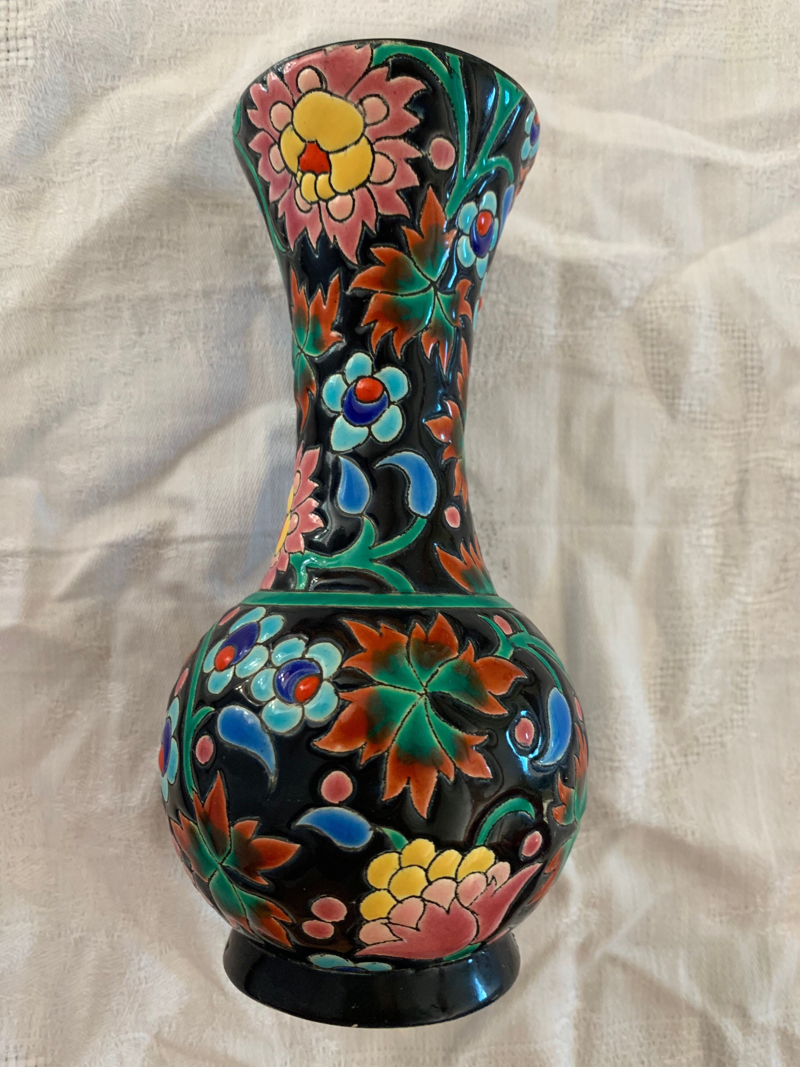 Enamel vase of Longwy