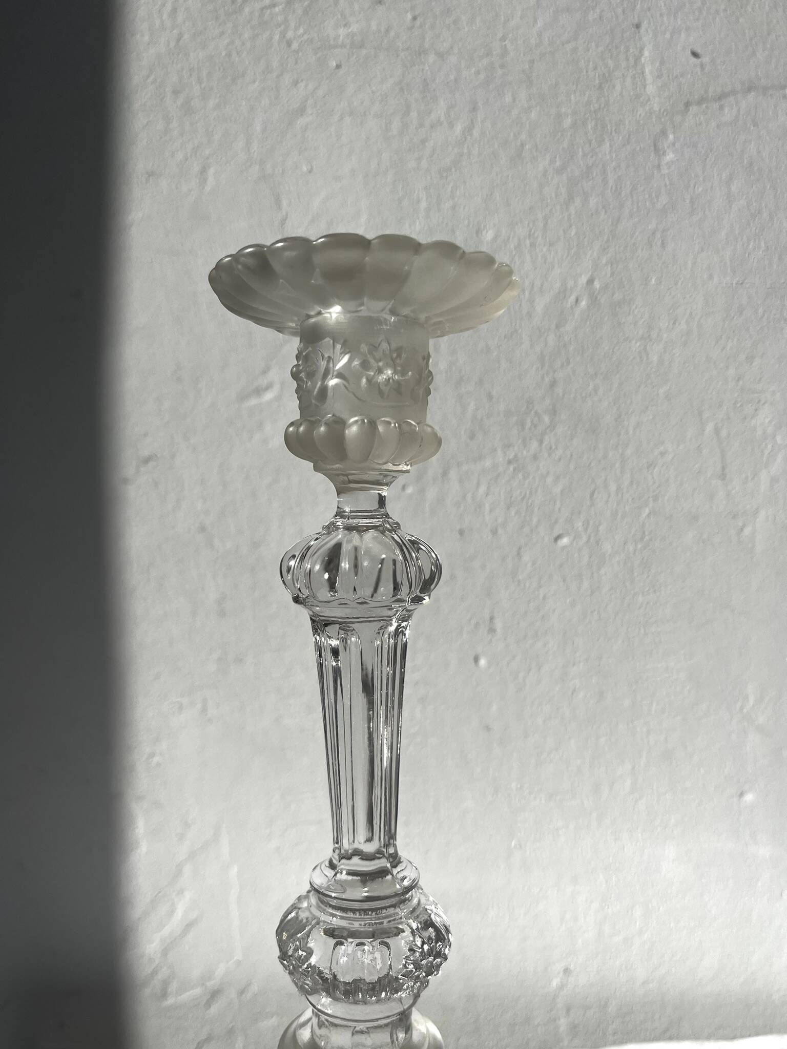Pair of Griffon candlesticks in Val Saint Lambert crystal, Belgium.