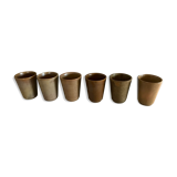Lot of six Digoin mugs in sandstone