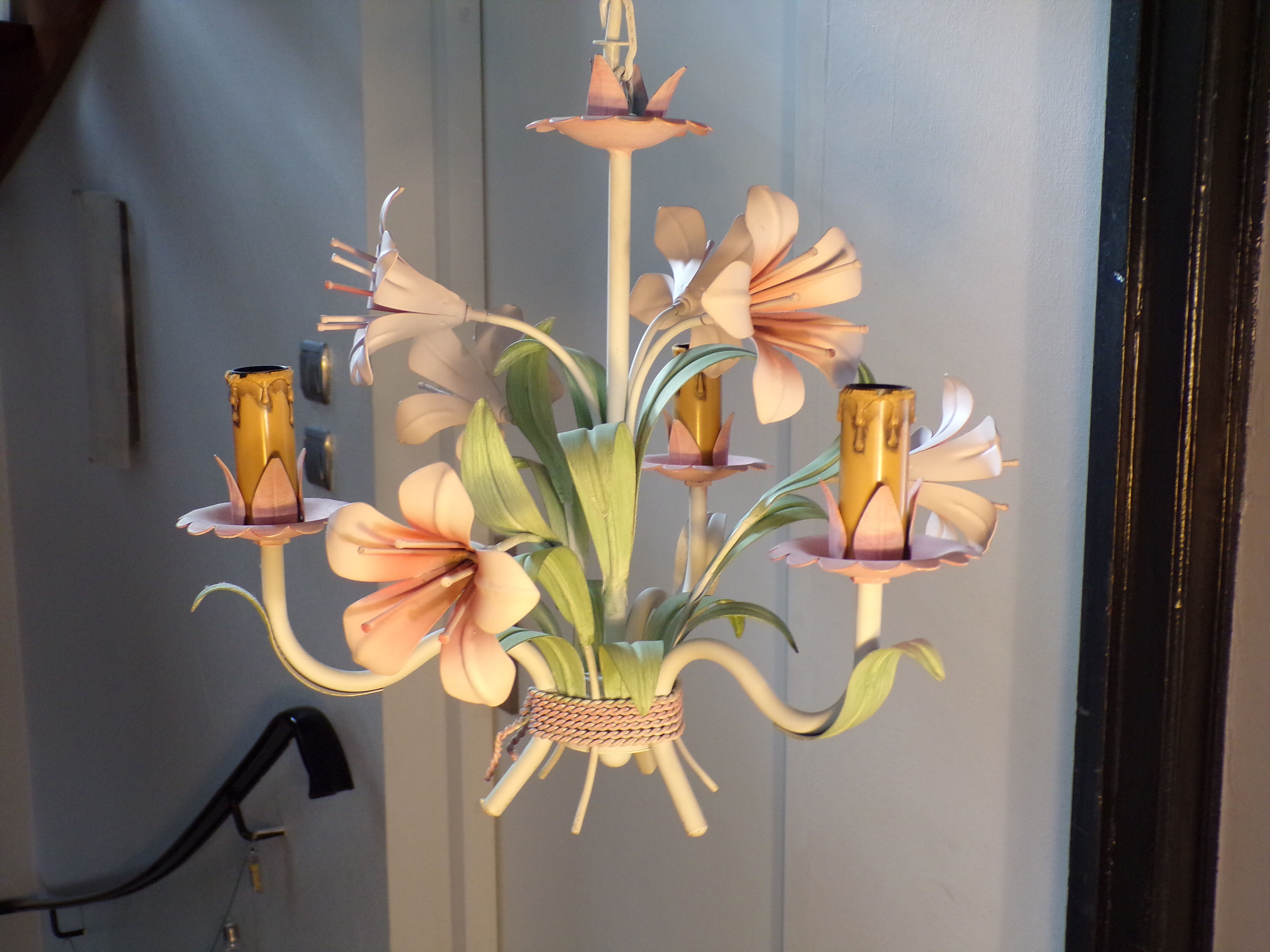 Flower chandelier painted sheet metal