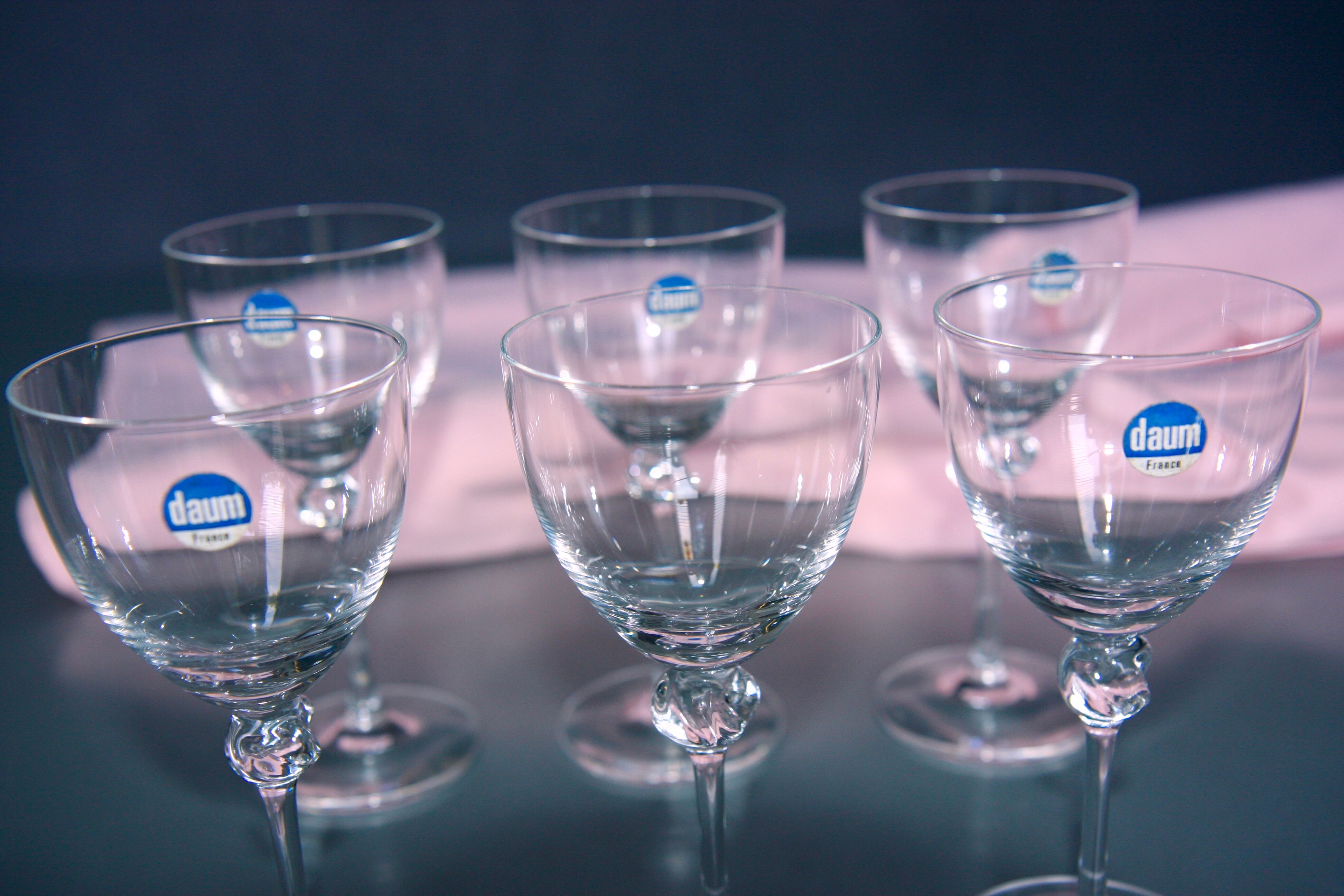 Daum crystal wine glasses, Bolero model 14 cm.