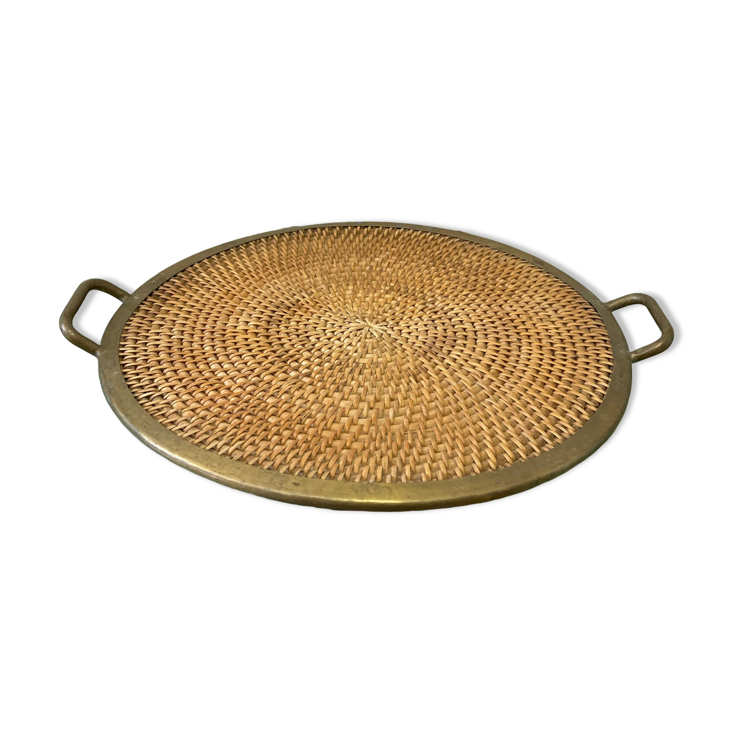 Wicker & brass tray
