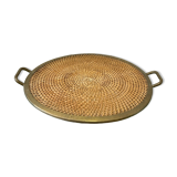 Wicker & brass tray