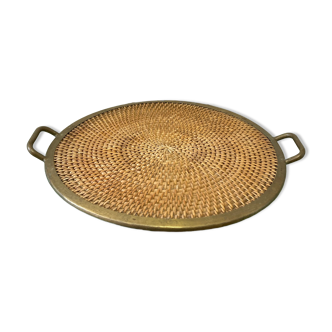 Wicker & brass tray