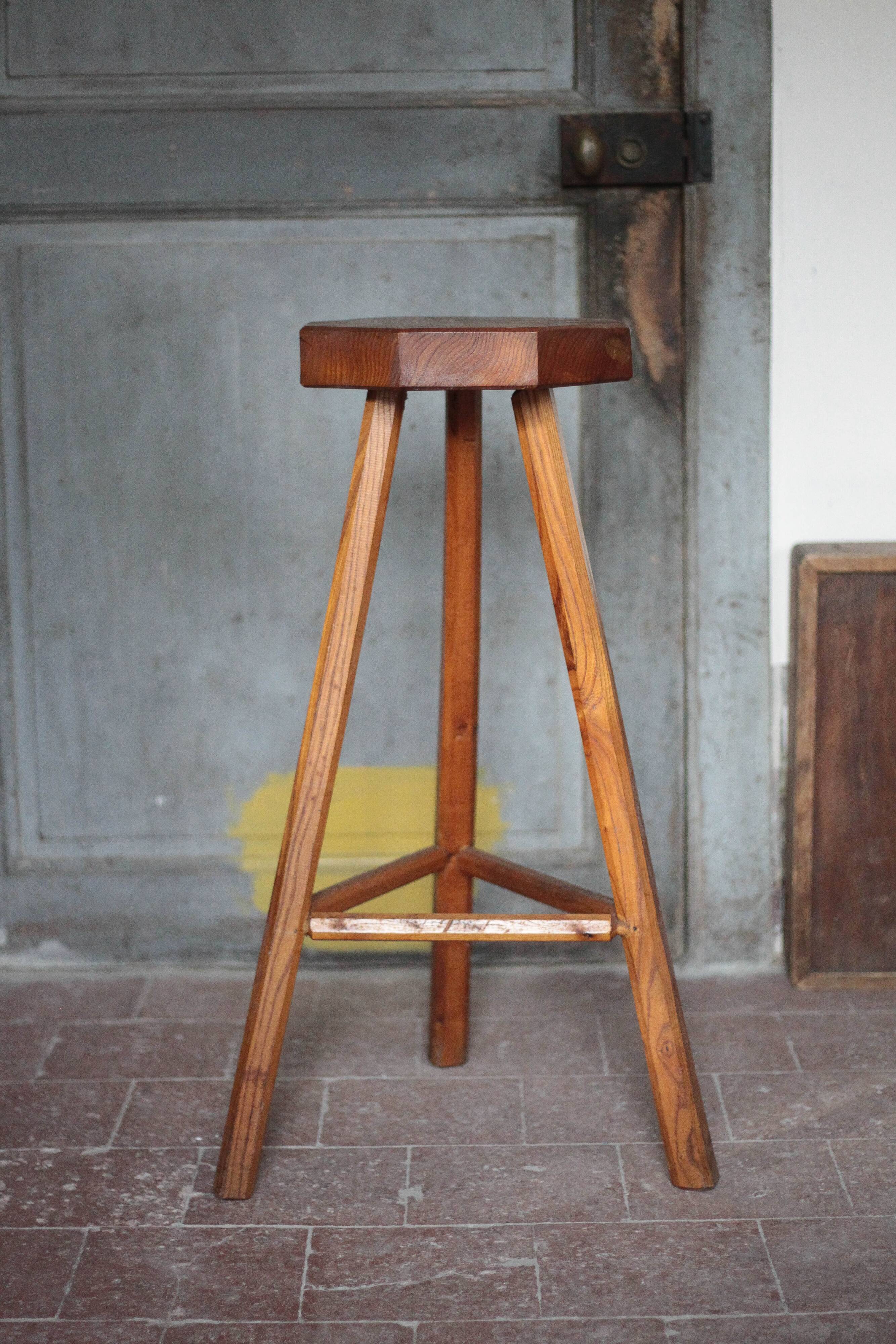 Bar stool X 3, wooden stool, brutalist stool, high stool, die