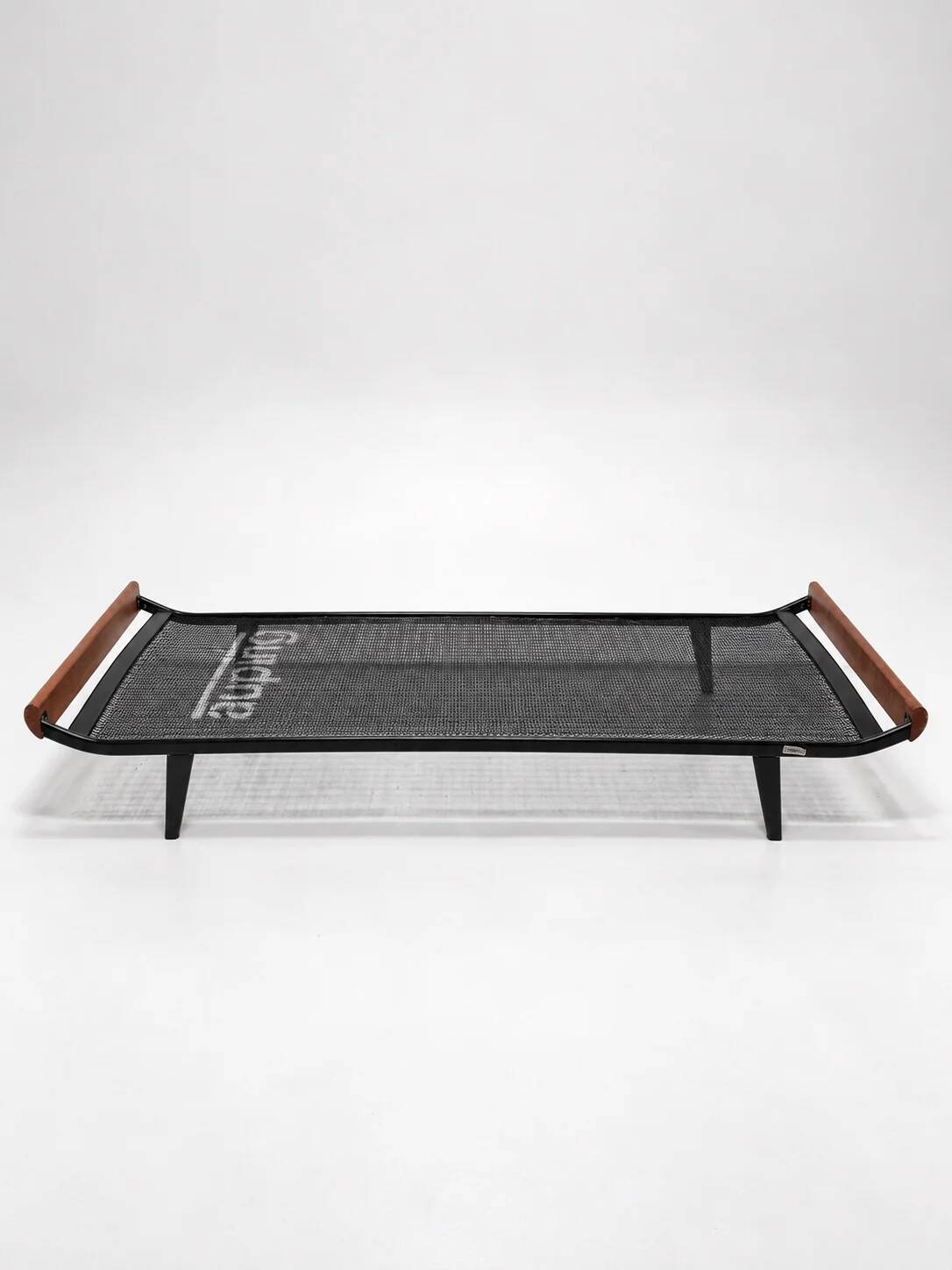 Daybed Auping Cleopatra by Dick Cordemeijer, black steel and teak, 1950s