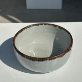 Small white glazed ceramic bowl black edges