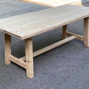 Grande table de ferme monastère décapée en bois brut extensible 200 à 300cm
