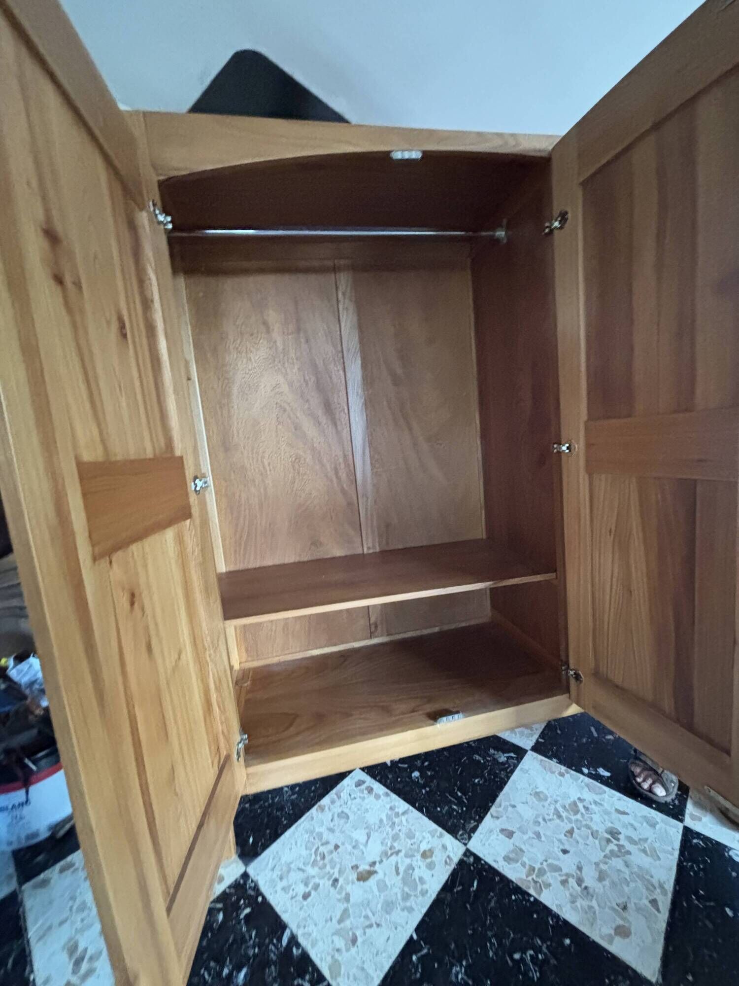 Brutalist wardrobe made of solid elm from Maison Regain, vintage 1970.